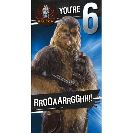 You're 6 Chewbacca Star Wars Birthday Card With Badge £2.49
